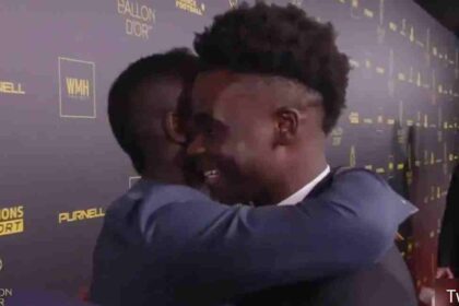 Watch: Moment Sadio Mane and Saka shared a warm embrace at the 2022 Ballon d'Or ceremony