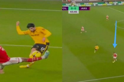 Watch: Saliba makes a defensive error that almost leads to a goal, but Gabriel Magalhaes saves the day with a superb block