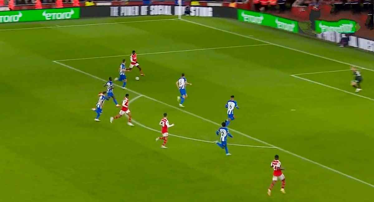 Watch: Eddie Nketia Scores a wonderful 'Thierry Henry' like goal to give Arsenal the lead against Brighton