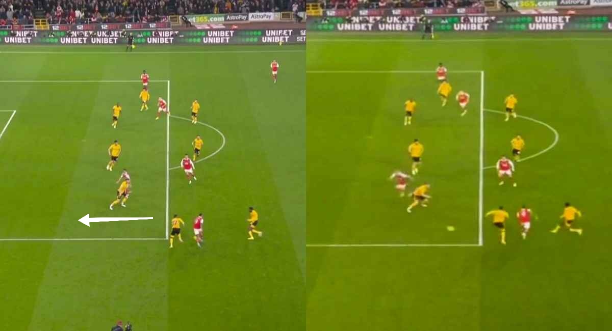 Watch: Gabriel Jesus splits Wolves' five-man defense with just a simple pass, proving why he is a complete player than Nunez