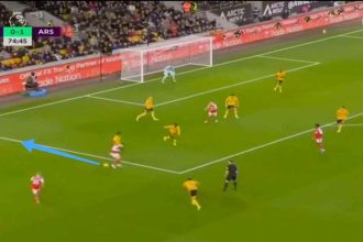 Watch: Moment Martinelli fooled wolves fullback with a dummy backheel pass to Zinchenko, enroute to Arsenal's second goal