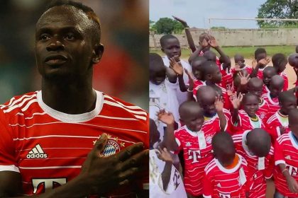 Sadio Mane gives over a hundred signed Bayern Munich shirts to children in his Senegalese village of Bambali