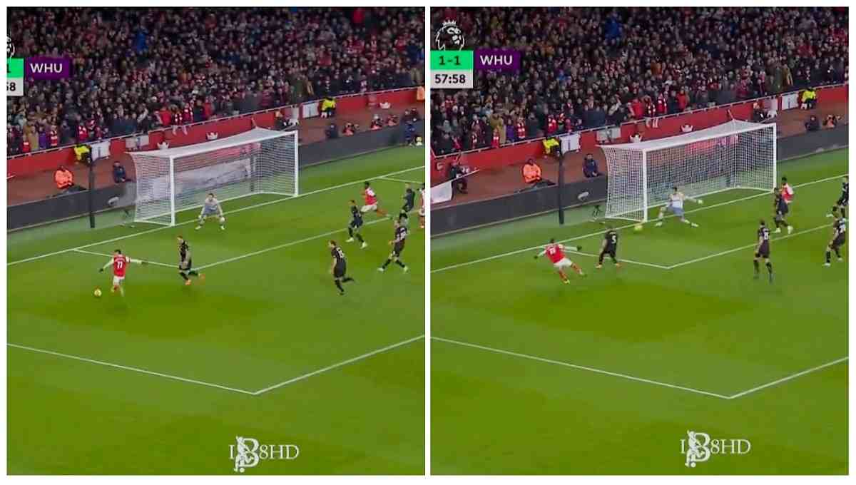 Watch: Gabriel Martinelli scores an amazing goal from an impossible angle to give Arsenal a 2-1 lead over West Ham United