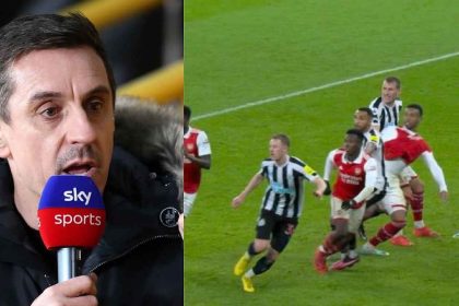'Newcastle were very lucky': Gary Neville admits Arsenal should have gotten a penalty after Magalhaes saw his shirt pulled inside the box