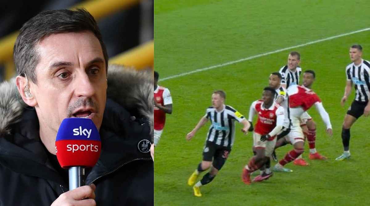 'Newcastle were very lucky': Gary Neville admits Arsenal should have gotten a penalty after Magalhaes saw his shirt pulled inside the box