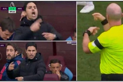 Watch: Funny moment Arteta made fun of referee Simon Hooper after he denied Arsenal a quick freekick