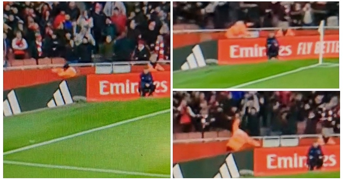 Watch: Steward forgets his job momentarily to celebrate Arsenal's last minute winner against Bournemouth