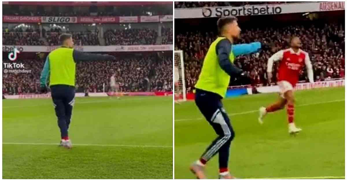 Watch: Jorginho spotted giving instructions to the Arsenal players on the touchline right before Nelson's late strike