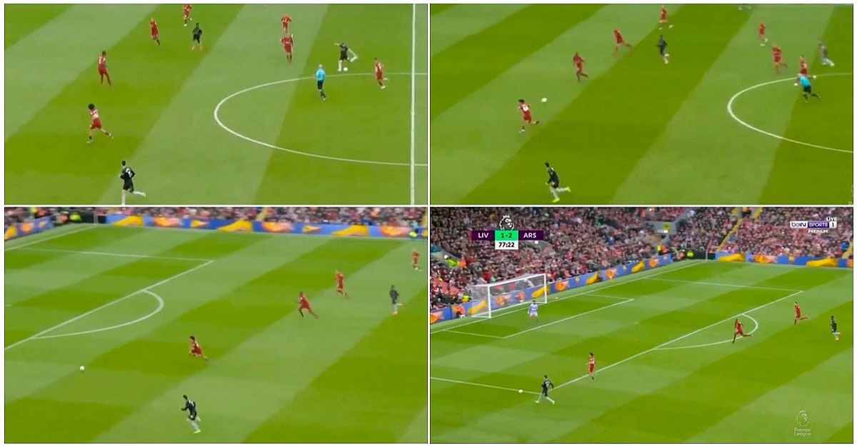 Watch: Moment Martin Odegaard located Martinelli beautifully with a 'magnetic' pass from midfield during Liverpool encounter