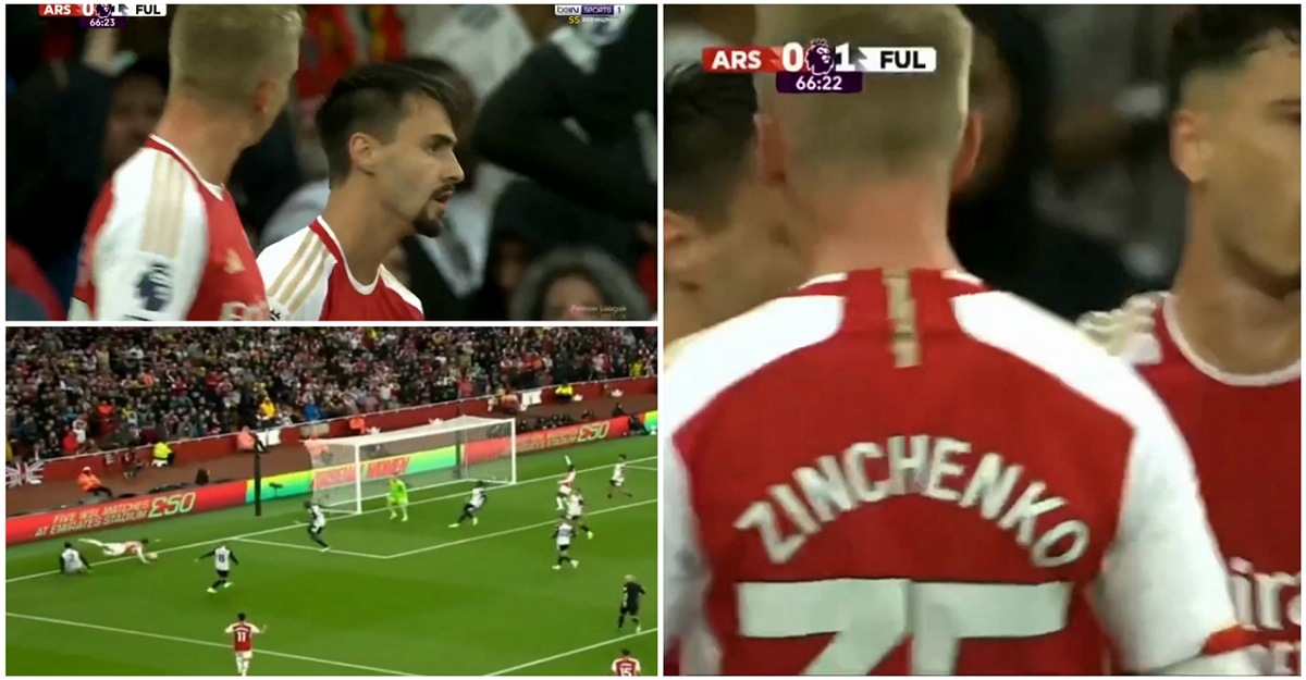 Watch: Zinchenko's passionate celebration after Fabio Vieria won Arsenal a penalty against Fulham