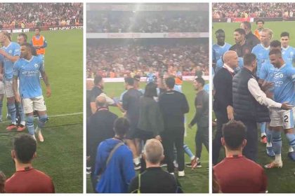 Watch: Embarrassing footage of Walker and Haaland getting into a fight with Arsenal's set piece coach following 1-0 loss