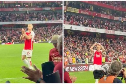 Watch: Wholesome moment of Arsenal fans singing Zinchenko's name following victory over Manchester city