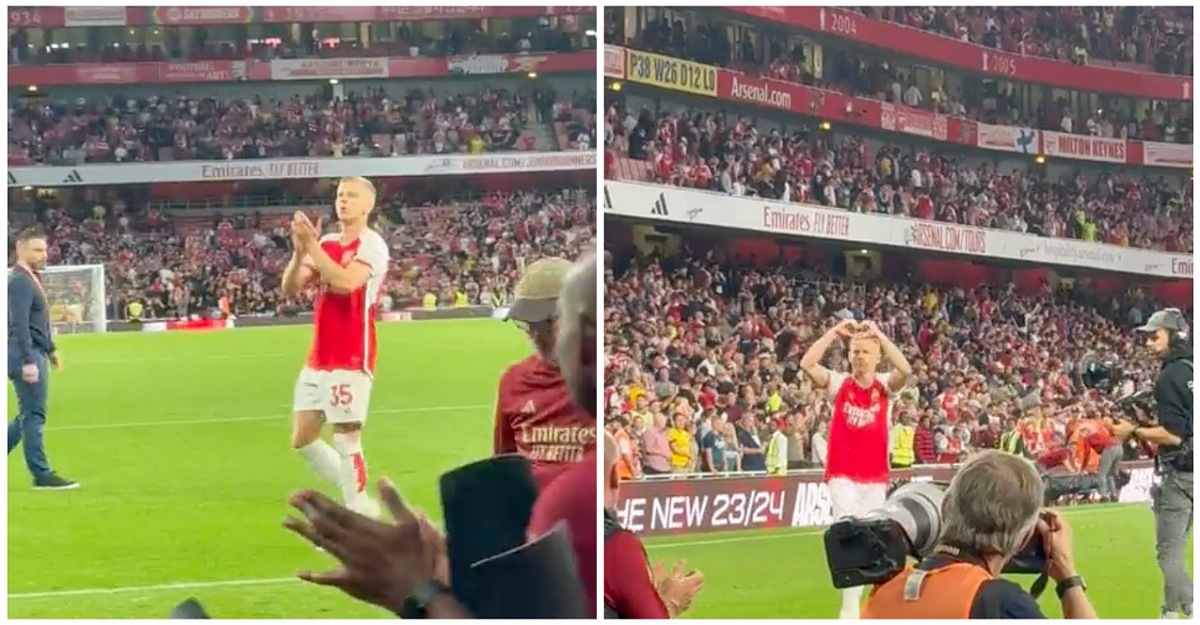 Watch: Wholesome moment of Arsenal fans singing Zinchenko's name following victory over Manchester city