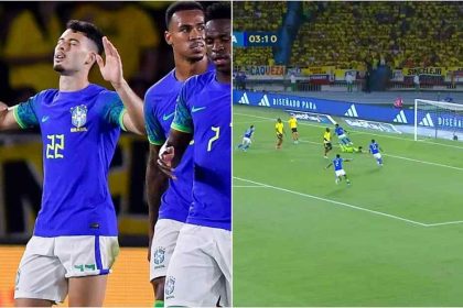 Watch: Gabriel Martinelli nets his first ever goal for Brazil against Colombia