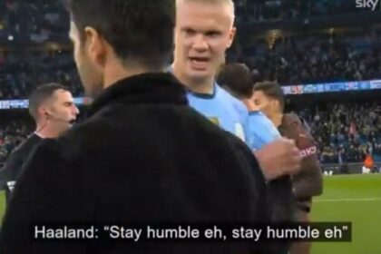 Watch: Disrespectful footage of Haaland telling Mikel Arteta to stay humble after 2-2 draw